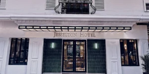 Entrance door of The Jesselton Hotel Kota Kinabalu featuring colonial-style architecture in Kota Kinabalu city centre